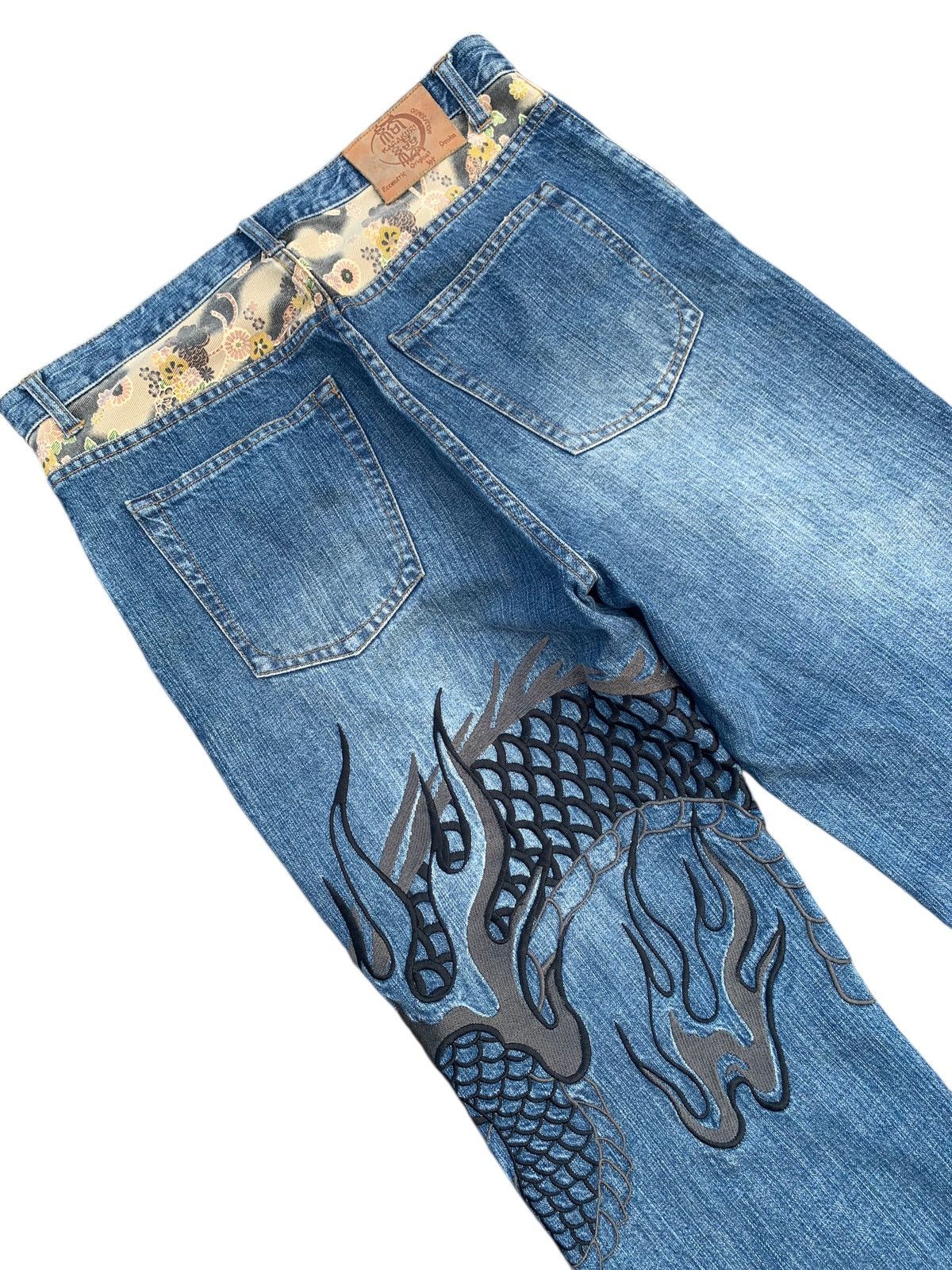 Kapital KARAKURI TAMASHI DRAGON EMBROIDERY JAPANESE SUKAJAN DENIM Size US 34 / EU 50 - 2 Thumbnail