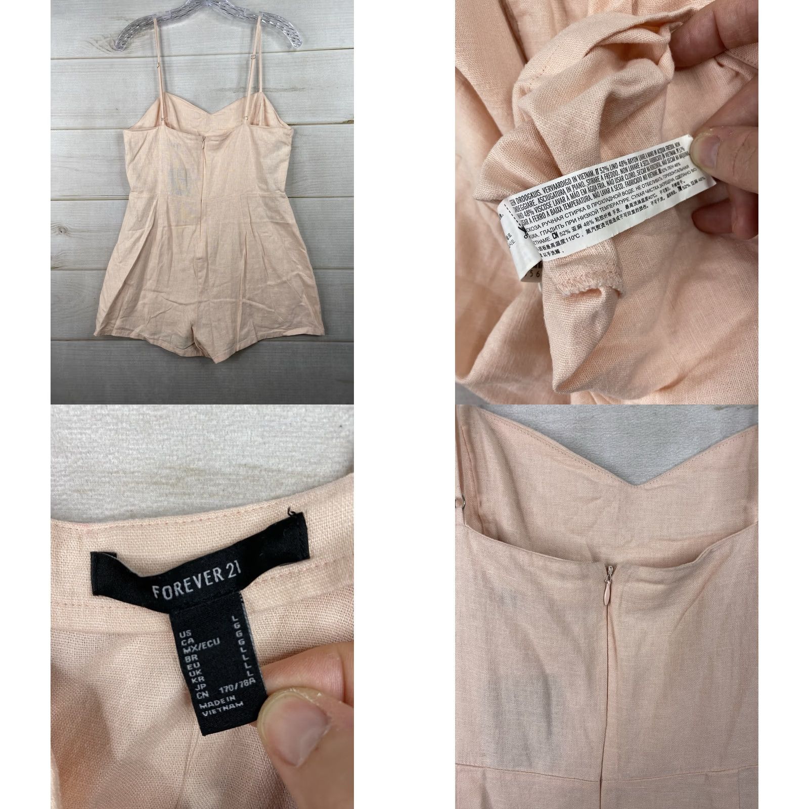 Forever 21 Forever 21 Womens Romper One-Piece Jumpsuit Sleeveless L Pink Linen NWT Bohemian Casual Summer Size 36" / US 14 / IT 50 - 8 Thumbnail