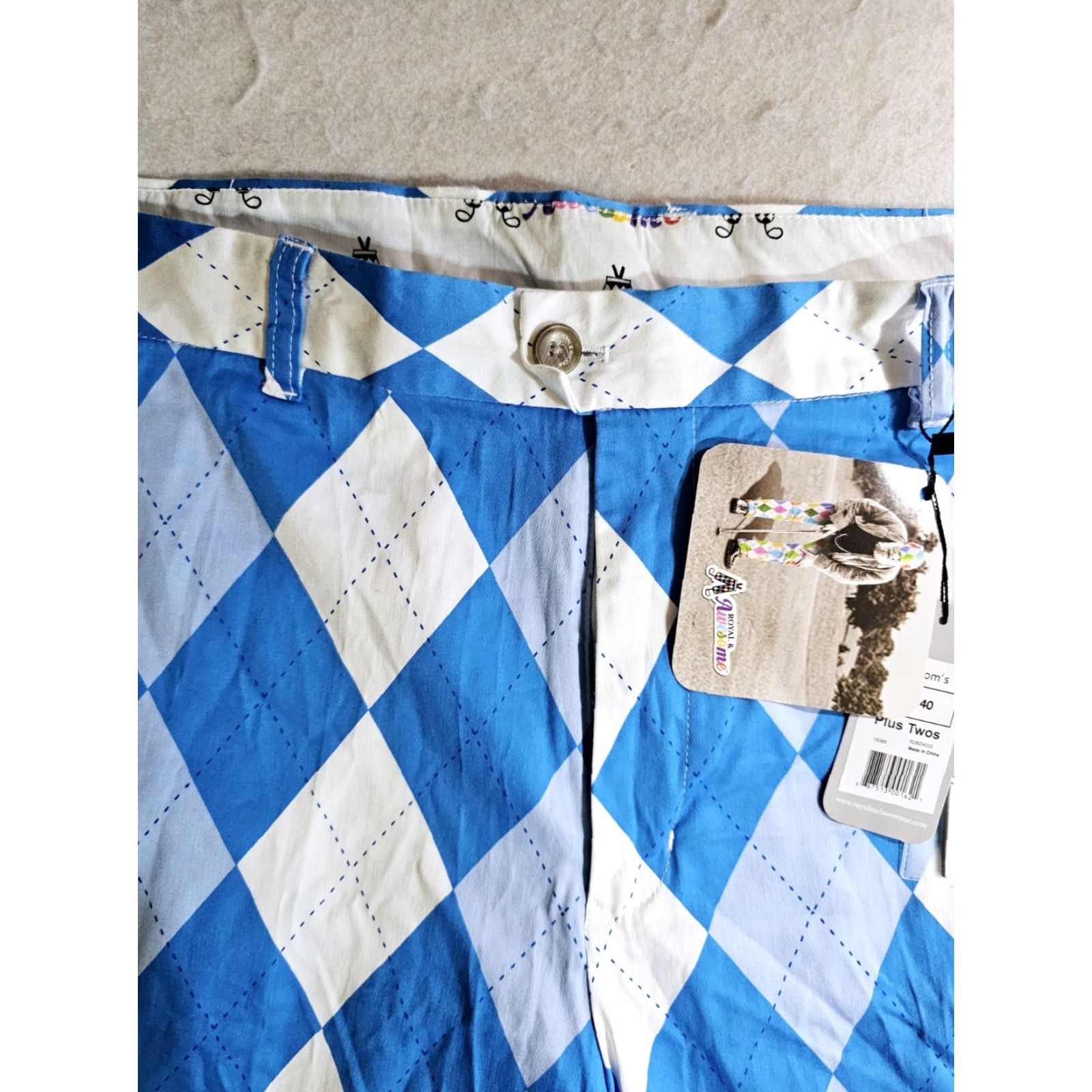 Vintage Royal & Awesome Blue/White Argyle “Old Tom’s” Golf Pants Size 40 Plus Twos NWTs Mens Size US 40 / EU 56 - 3 Thumbnail
