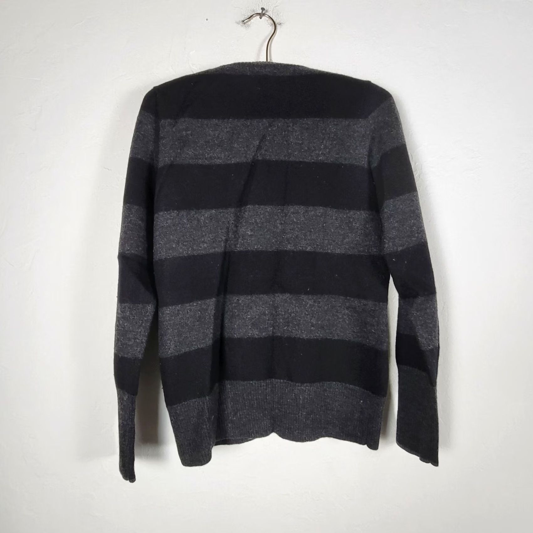 Smartwool SmartWool Women's Large Gray Merino Wool Stripe V-Neck Pullover Sweater Top Size L / US 10 / IT 46 - 3 Thumbnail