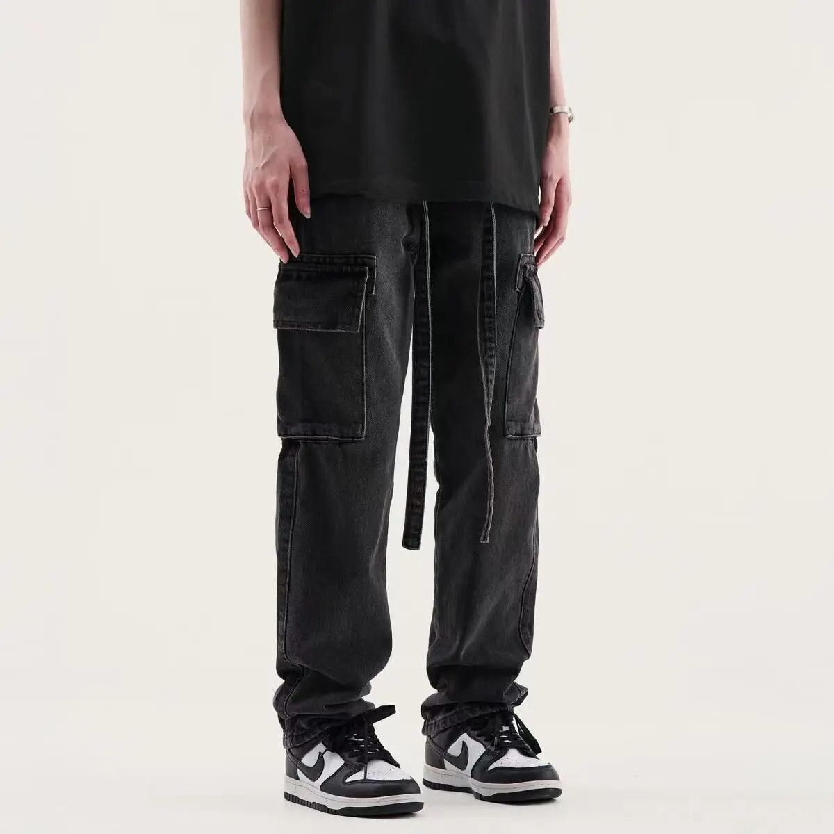 image of Vintage Multi-Pocket Cargo Jeans in Black, Men's (Size 32)