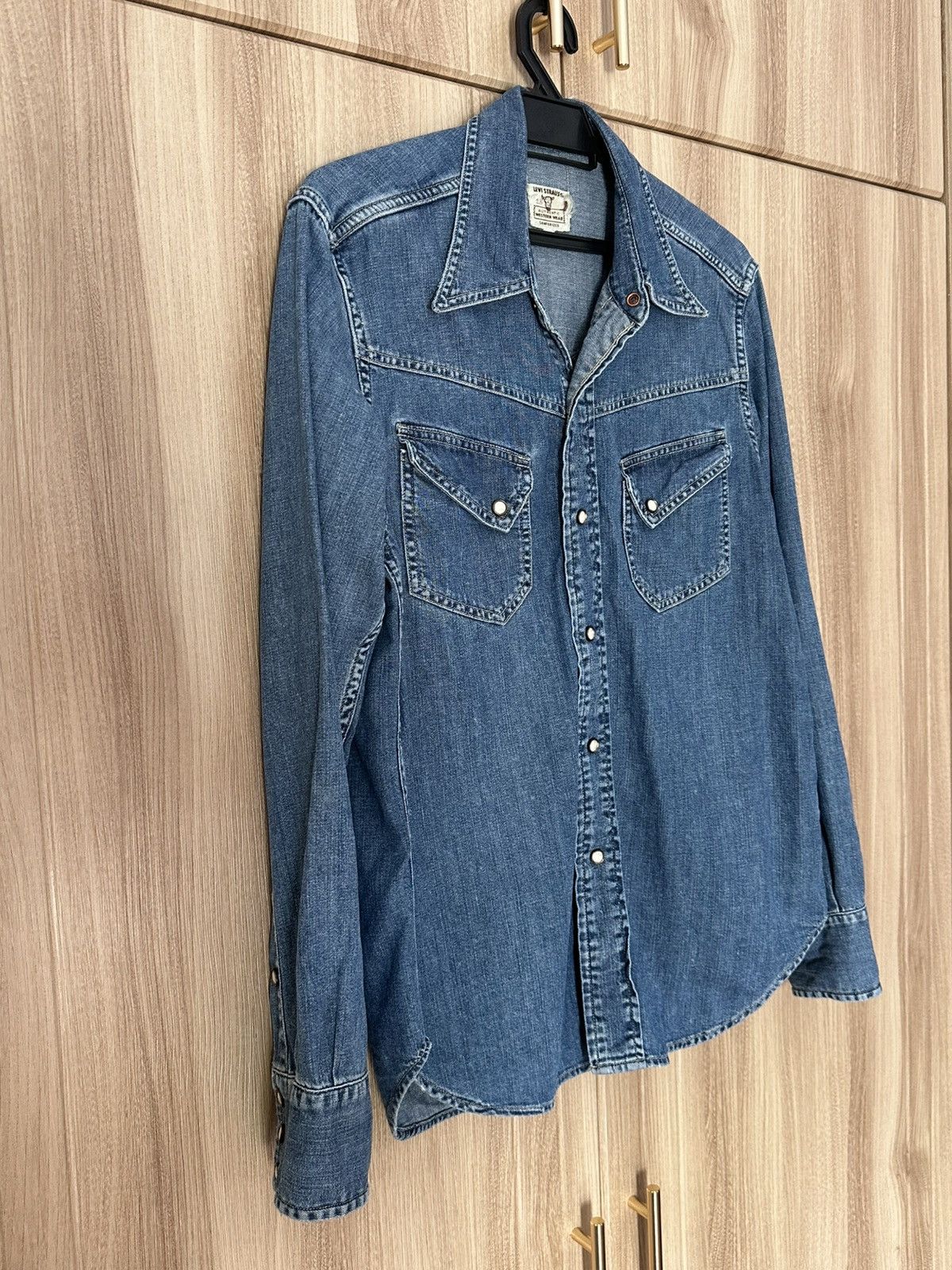 Levi's Vintage Clothing Levis LVC Shorthorn Western Denim Shirt Size US S / EU 44-46 / 1 - 3 Thumbnail
