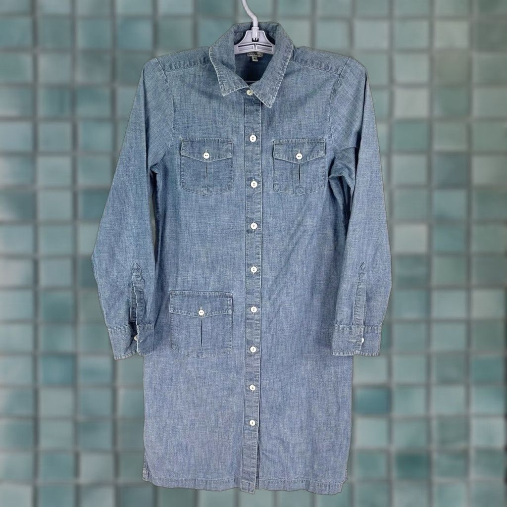 Vintage L.L. Bean Denim Shirt Dress Womens Size 4 Blue Long Sleeve Collared Classic  90s USA | Grailed