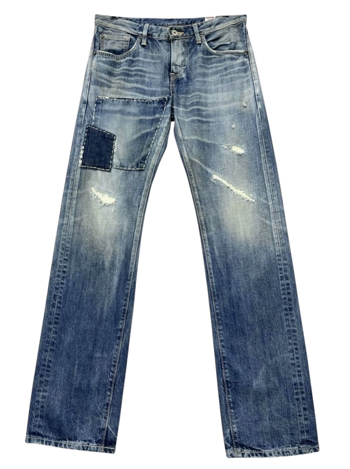 🔥Vintage Grunge Mudwash Patchwork Ripped Denim Kurt Cobain