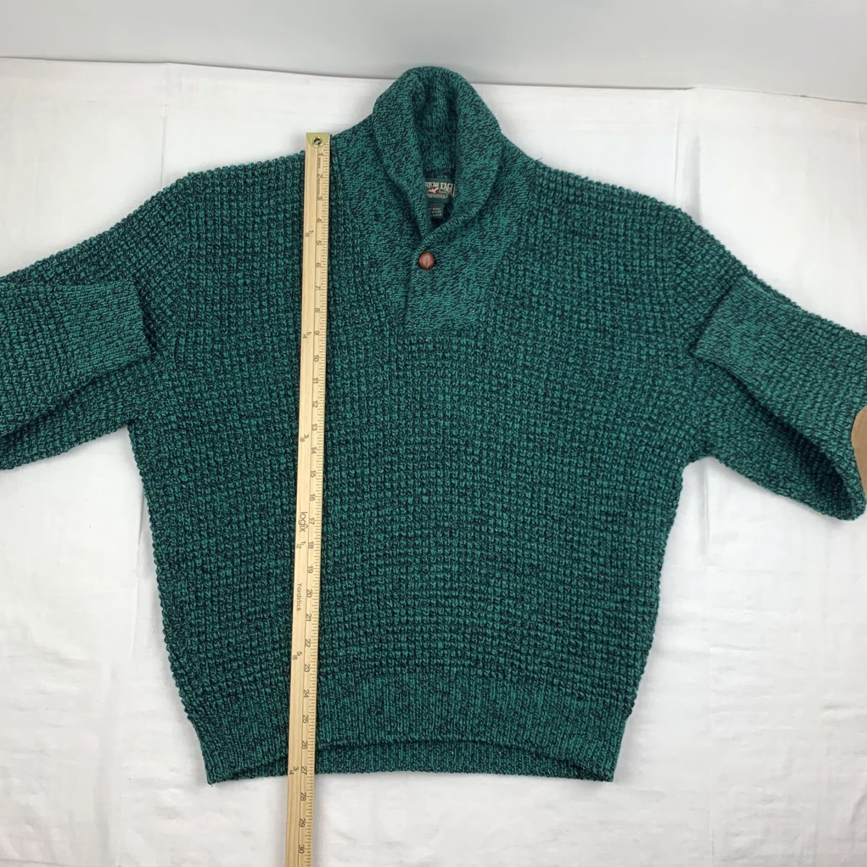 American Eagle Outfitters VINTAGE American Eagle Outfitters Sweater Adult Large Green Knit Pullover Shawl Neck 90s Mens Size US L / EU 52-54 / 3 - 3 Thumbnail