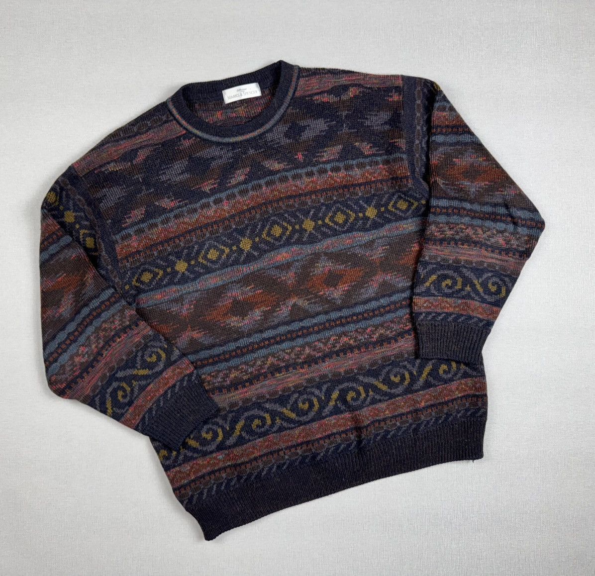 Marks & Spencer Vintage St. Michael Makes Spencer Patterns Acrylic Sweater Size US L / EU 52-54 / 3 - 1 Thumbnail