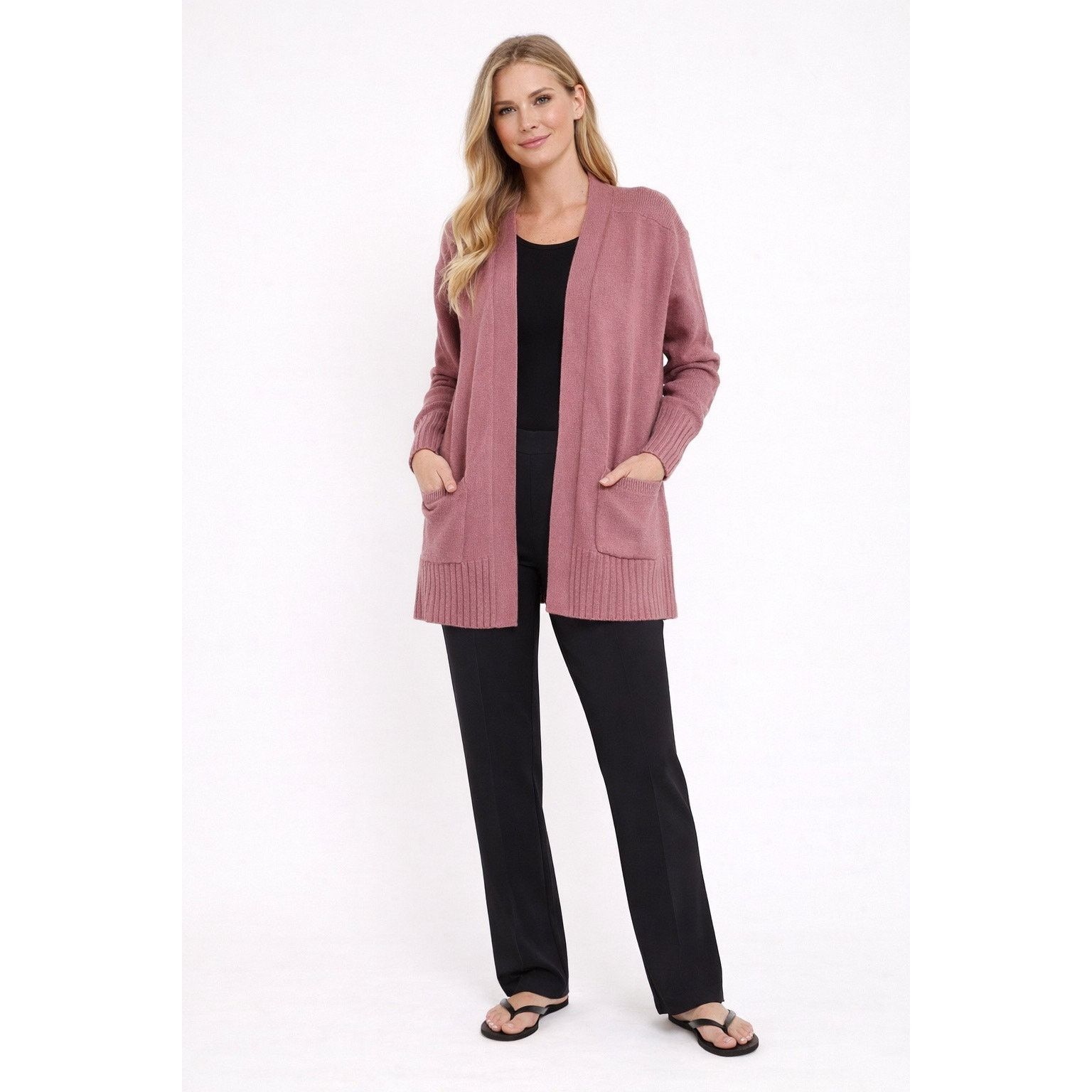 Sonoma Sonoma Dusty Mauve Open Front Knit Cardigan Women M - A008 Size M / US 6-8 / IT 42-44 - 2 Thumbnail