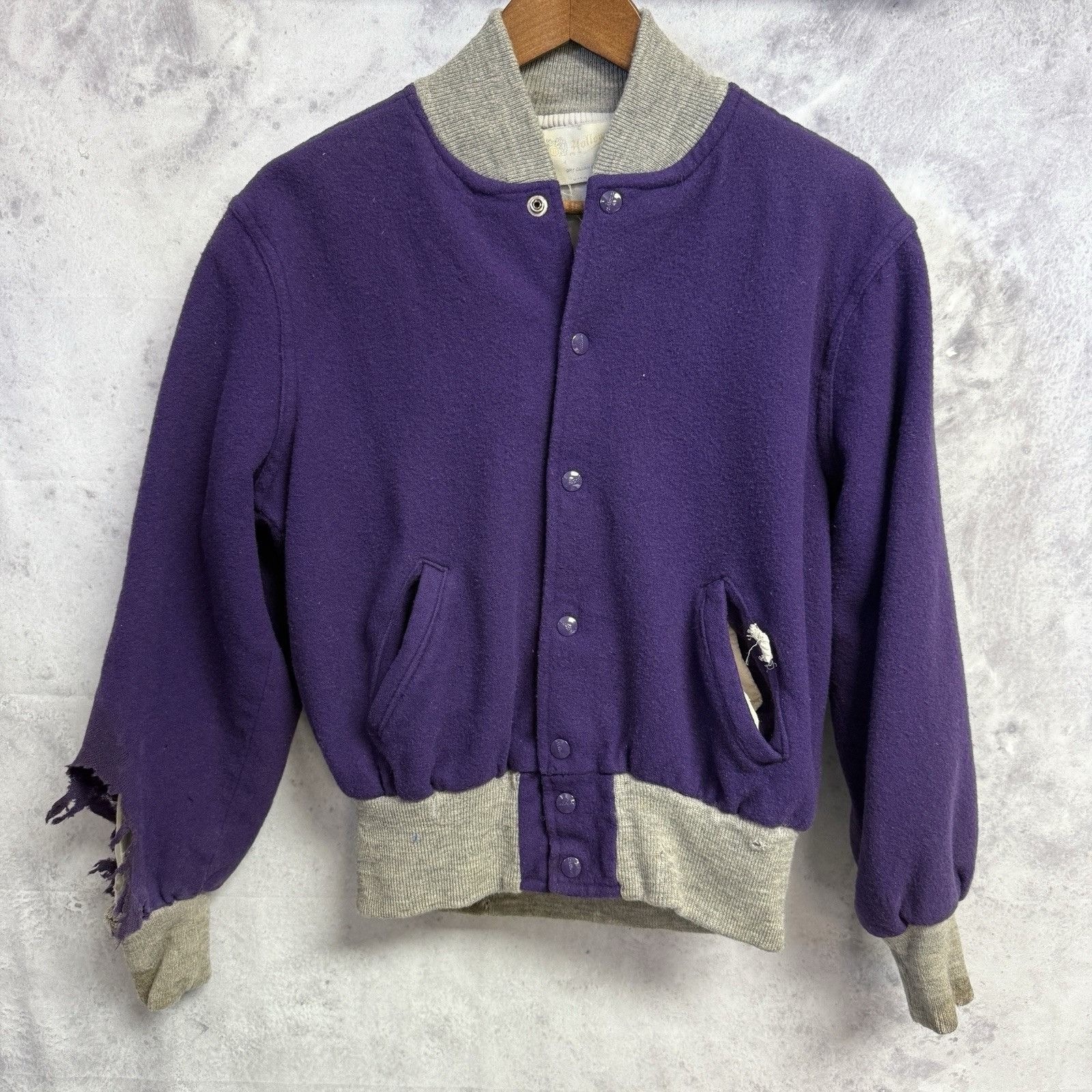 Holloway Vintage Holloway Letterman Jacket Mens 44 Purple Wool Bomber Size US M / EU 48-50 / 2 - 1 Thumbnail