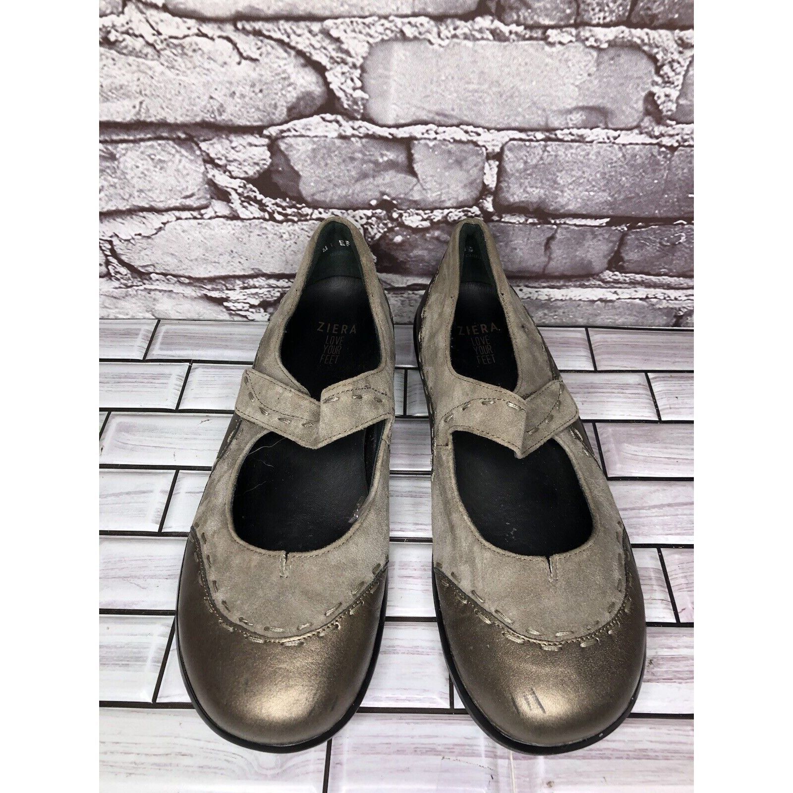 Other Ziera Bronze Leather Taupe Suede Mary Jane Comfort Shoes Wom Size US 10 / IT 40 - 16 Thumbnail