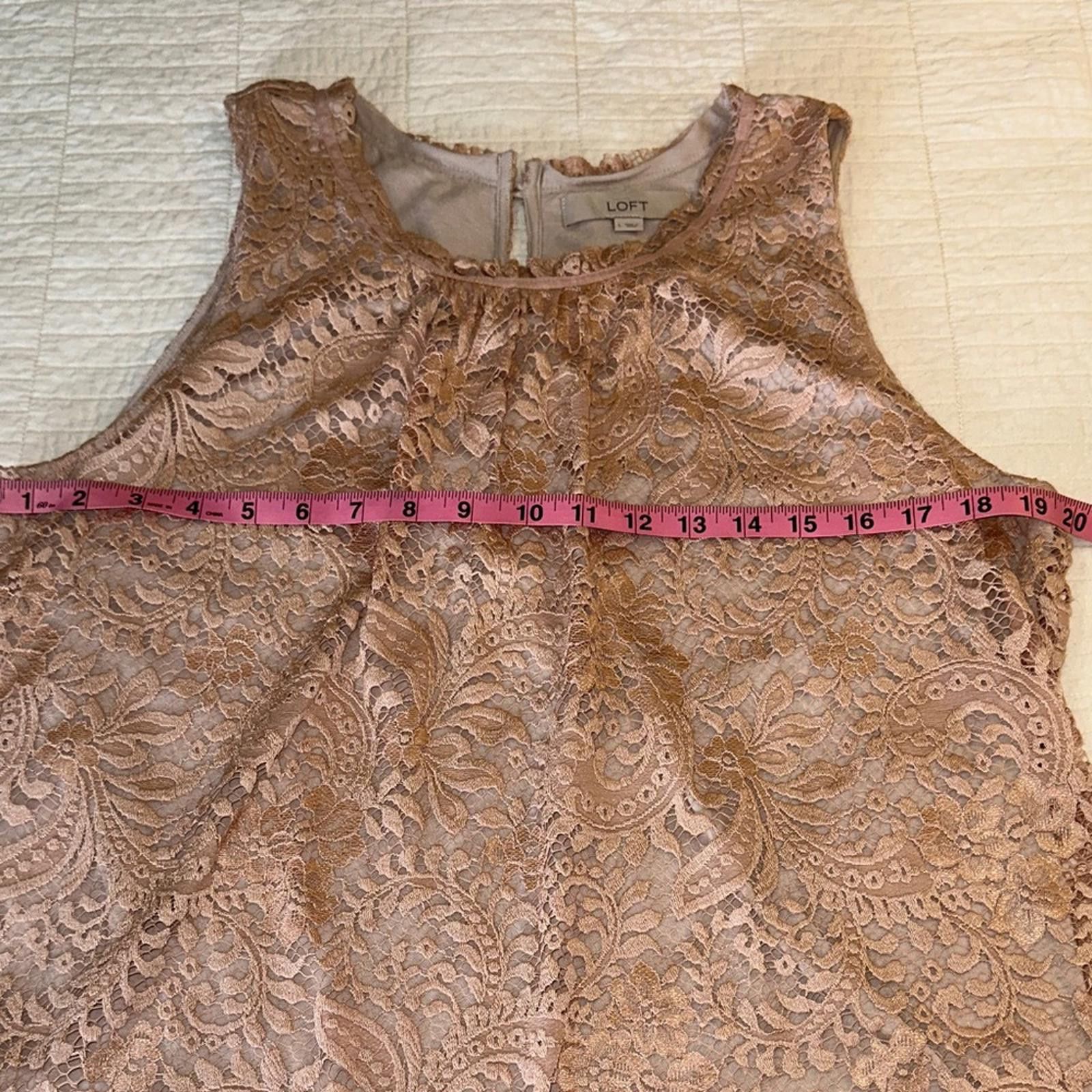 Other LOFT Large Lace Sleeveless Blouse Dusty Rose Like New Size L / US 10 / IT 46 - 3 Thumbnail