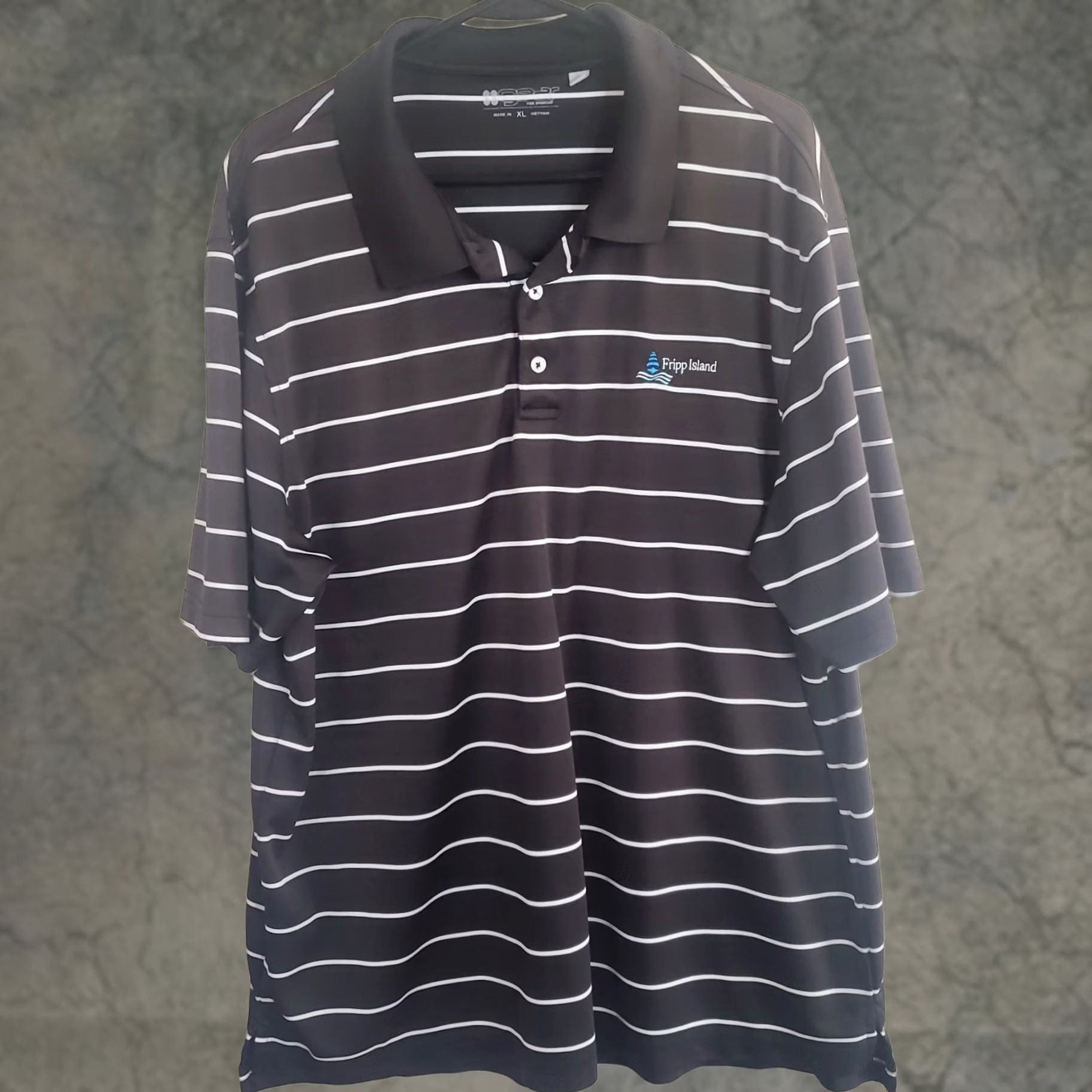 Vintage Gear For Sports Men’s XL Black Striped Short Sleeve Polo Shirt Fripp Island Logo Polo Shirt Men XL Black Fripp Island Logo Size US XL / EU 56 / 4 - 1 Thumbnail