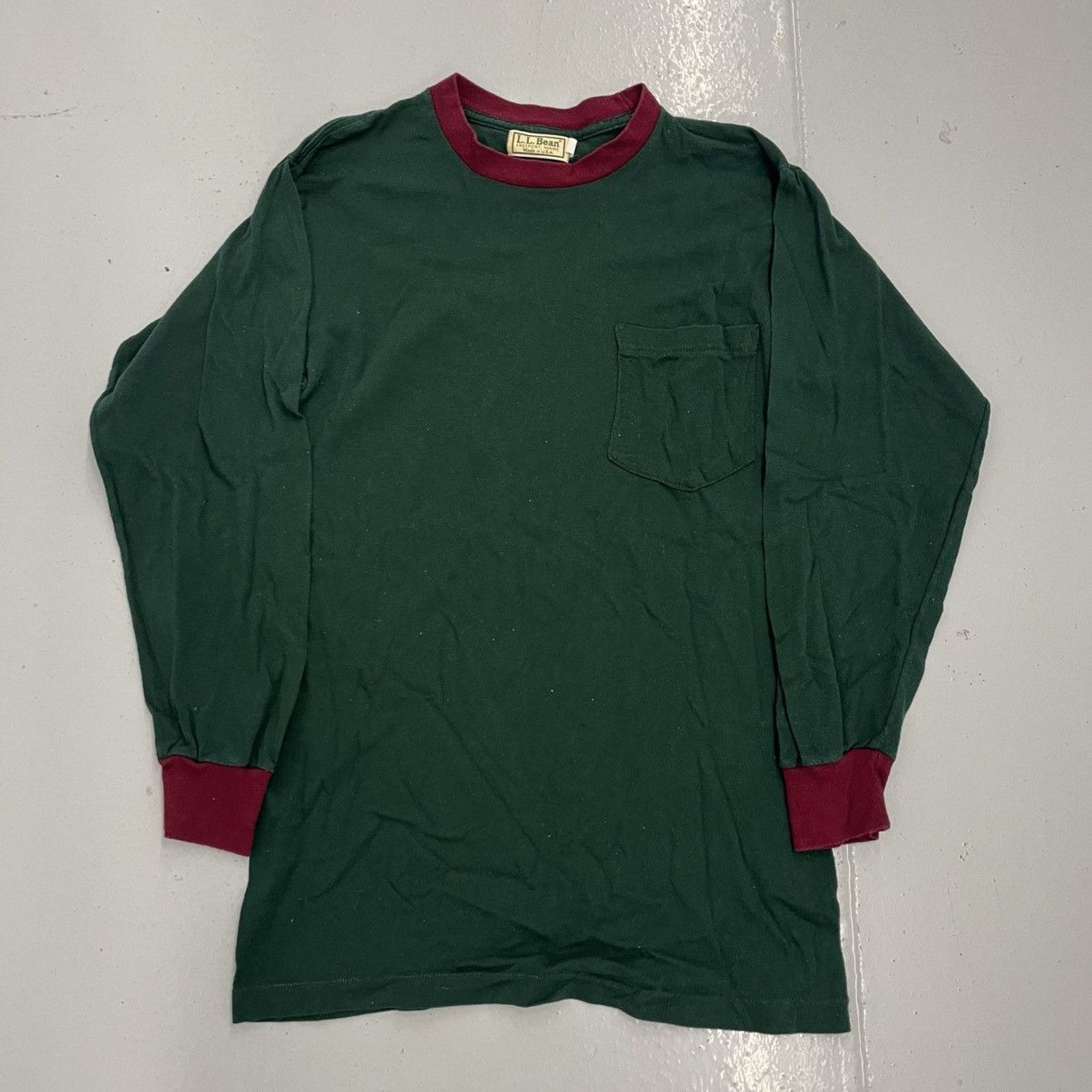 L.L. Bean Vintage 80s LL Bean Green/Red Two Tone Blank Pocket T-Shirt Size US M / EU 48-50 / 2 - 1 Thumbnail