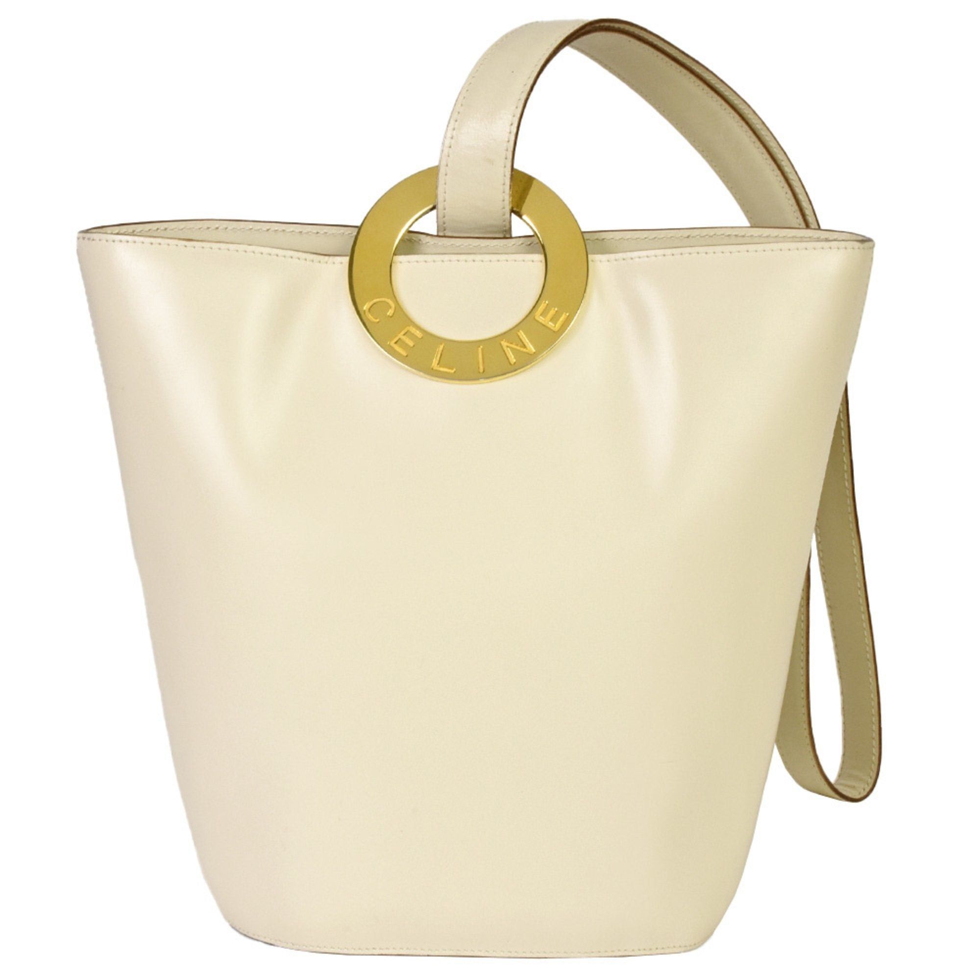 image of Celine Circle Shoulder Bag Leather White Itu41Ks1V6Sc, Women's