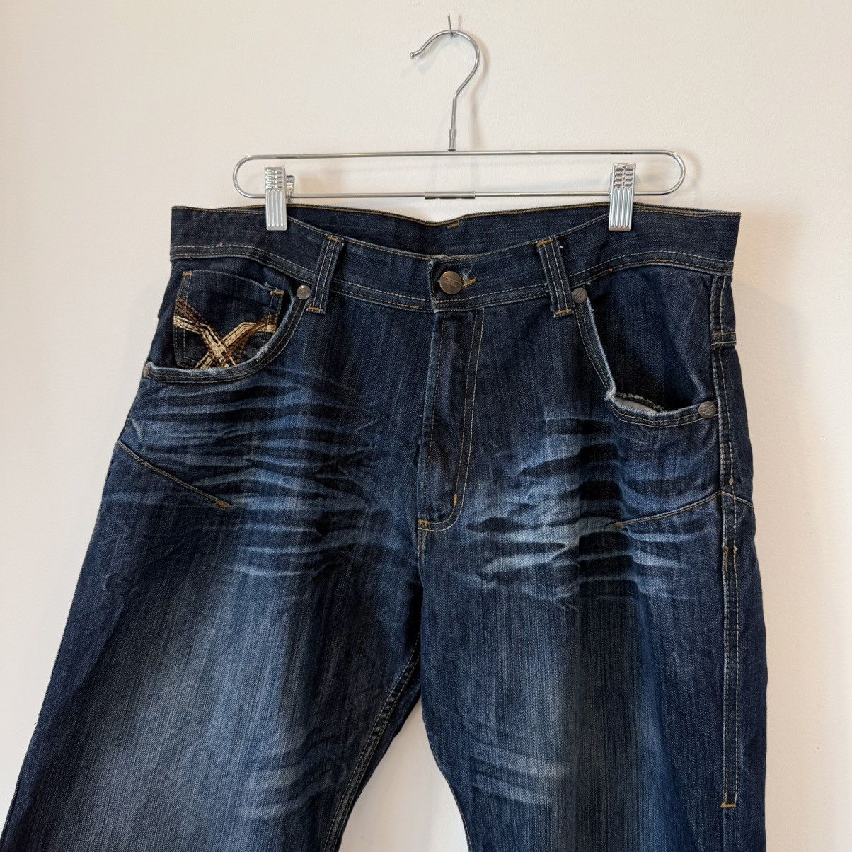 Vintage Vintage 2000s Faded Distressed Baggy Embroidered Jeans Y2K Size US 36 / EU 52 - 7 Thumbnail