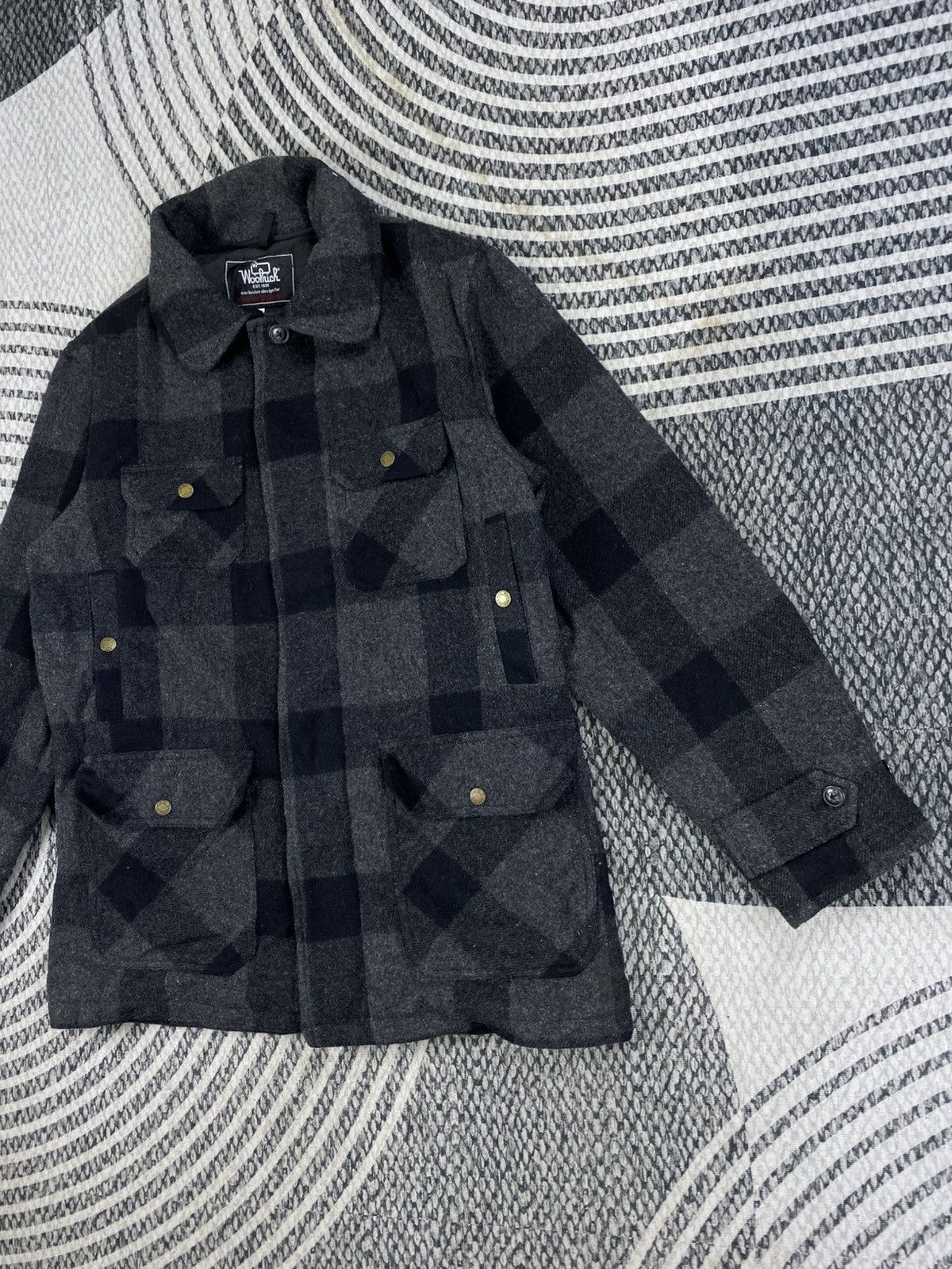 Woolrich Woolen Mills 🔥Vintge Woolrich X Rattle Trap Grey Checked Wool Jacket Size US M / EU 48-50 / 2 - 4 Thumbnail