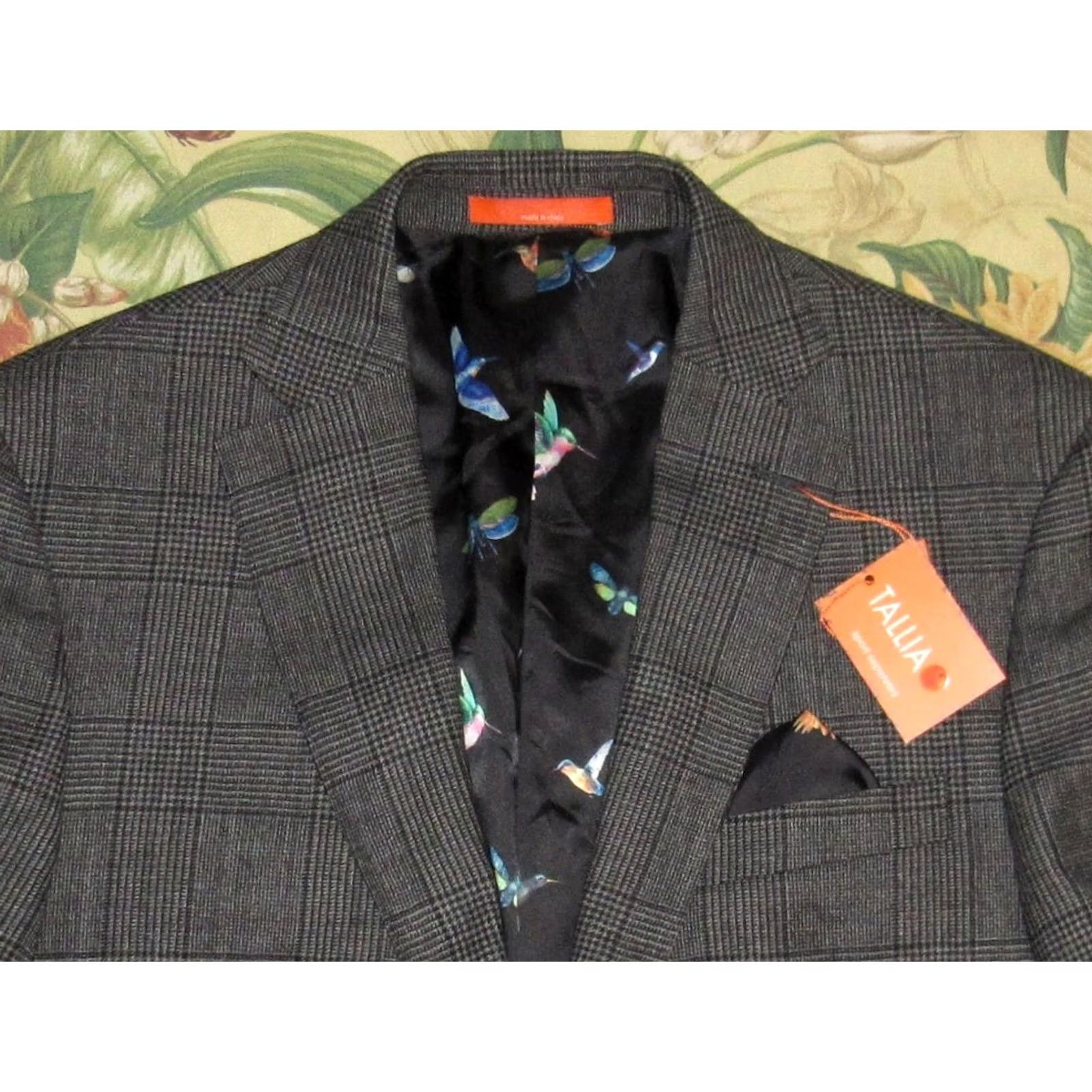 Tallia TALLIA Blazer Jacket Main Selling Point Wool Glen Plaid Charcoal Grey 44R NWT Mens Blazer Size 44R - 2 Thumbnail