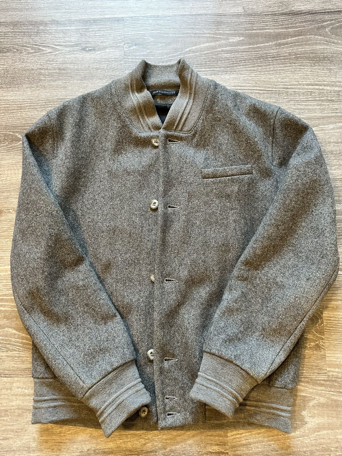 image of John Elliott Wool Bomber Jacket / Asphalt in Grey, Men's (Size Large)