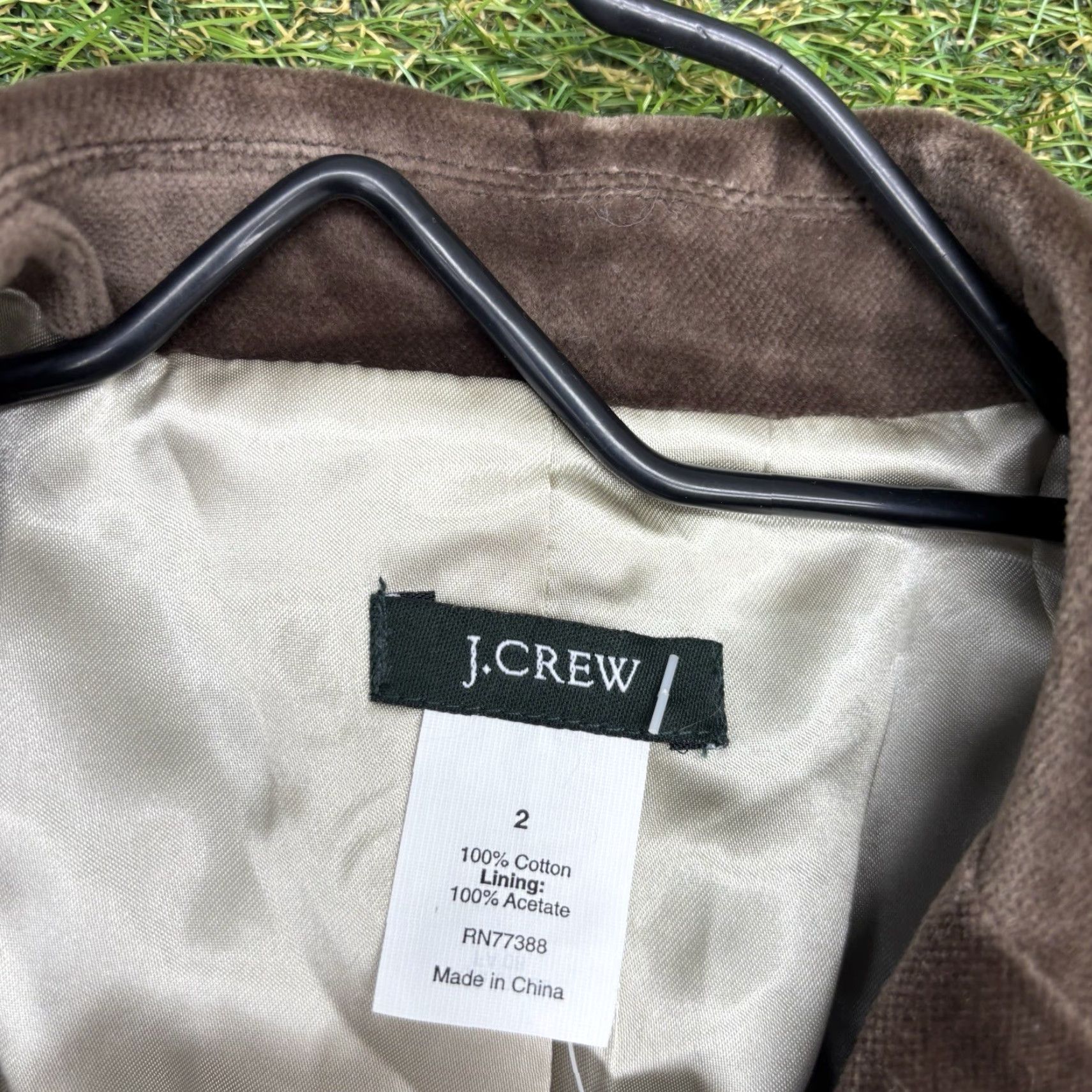 J.Crew J.CREW Blazer Womens 2 Brown Velvet Velour Surgeon Cuffs Suede Preppy 90s NWT Size XS / US 0-2 / IT 36-38 - 5 Thumbnail