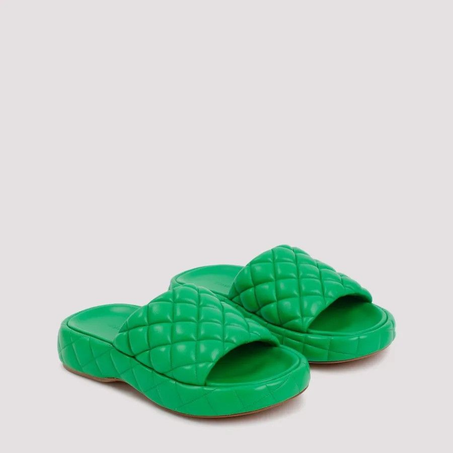 Bottega Veneta o1y0725 Leather Slippers in Green Size US 8 / IT 38 - 4 Thumbnail