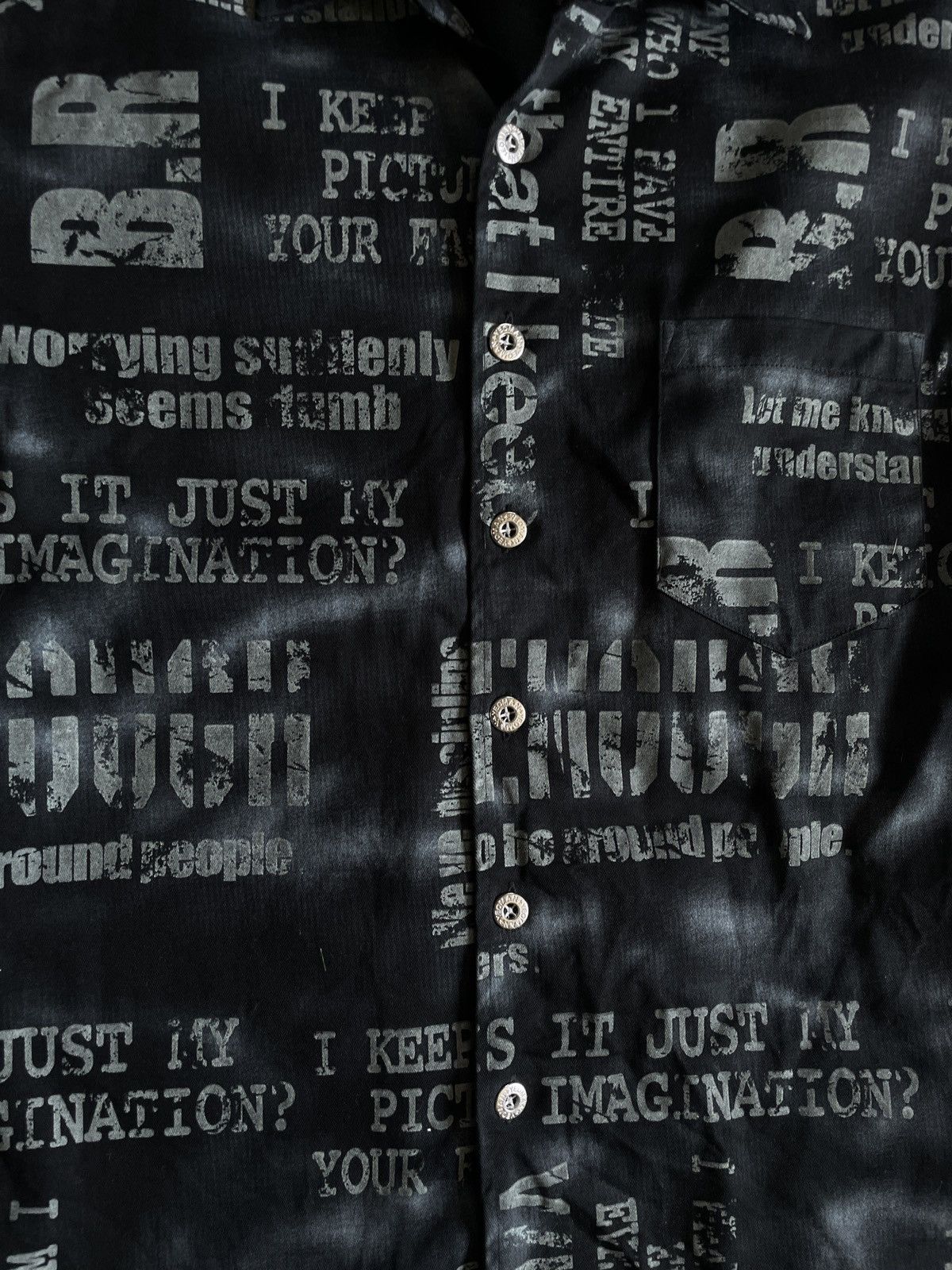 If Six Was Nine 2000s Japanese archive Vkei All-Over Poem Shirts Gyaruo Y2K Size US M / EU 48-50 / 2 - 7 Thumbnail