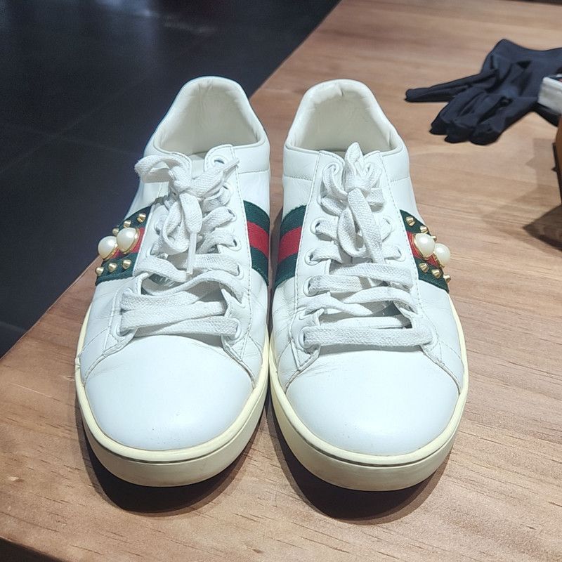 Gucci Gucci Ace Leather Studded Fashion Sneakers for Women - Size US 6.5 / IT 36.5 - 2 Thumbnail