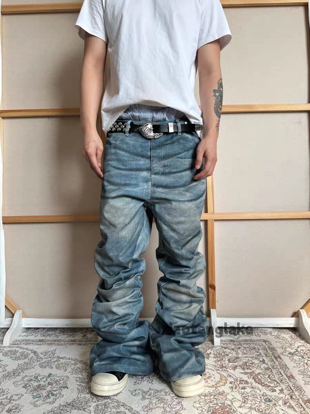 Japanese Brand zx vintage Stain paint grunge punk hiphop Stack jeans Size US 36 / EU 52 - 4 Thumbnail