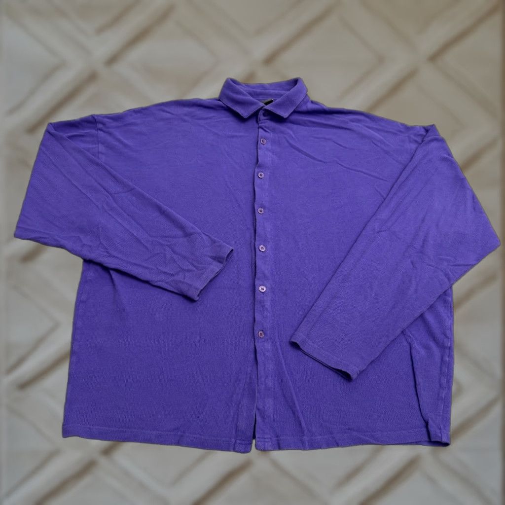 Asos ASOS Button-Down Polo Shirt Mens Medium Purple Long Sleeve Oversized Pique Knit Shirt Adult M Purple Casual Classic Size US M / EU 48-50 / 2 - 1 Thumbnail