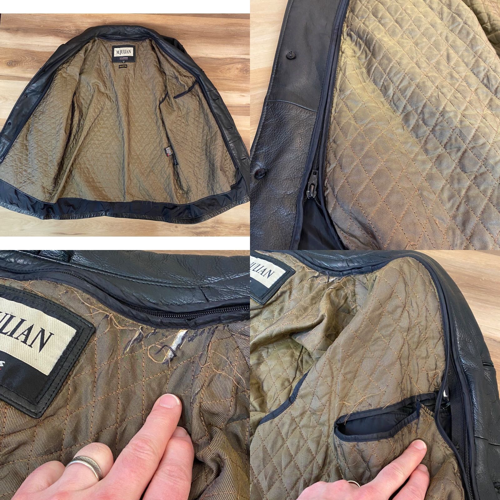 Vintage Wilsons Leather Jacket Mens XL Black Mid Length Zip Quilted Lining Heavyweight Size US XL / EU 56 / 4 - 10 Thumbnail