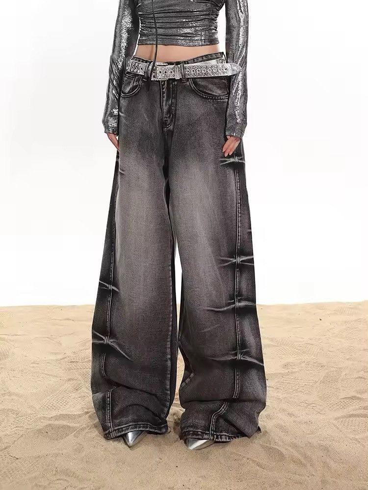 Jean Y2K Washed Grey Baggy Jeans Size 29" - 1 Thumbnail