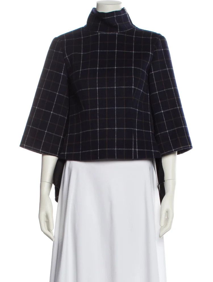 Sacai o1tko10526 L/S back-lace Check Tunic Top in Multicolor Size L / US 10 / IT 46 - 1 Thumbnail