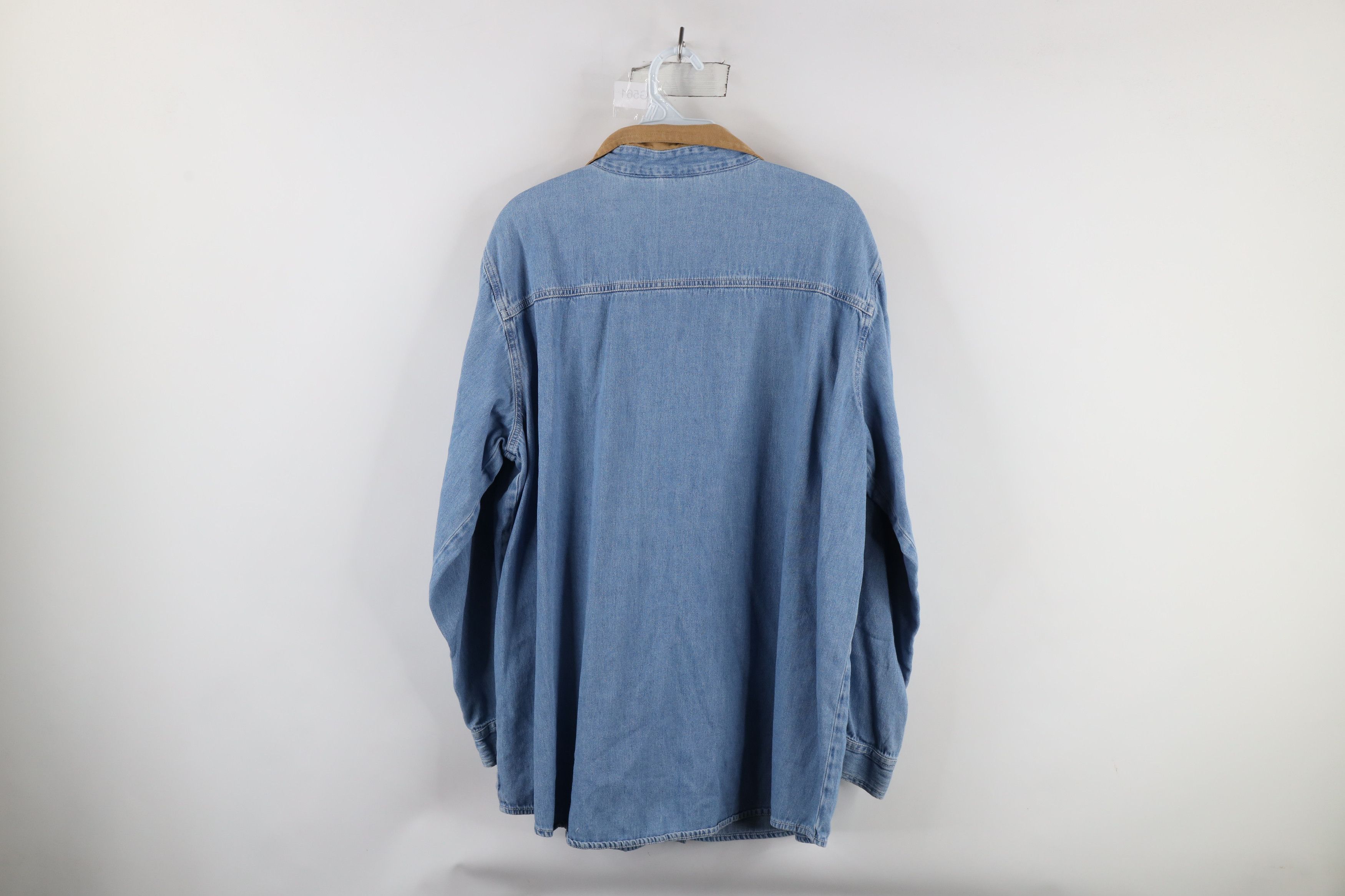 Vintage Vintage 90s Streetwear Garden Pumpkin Denim Button Shirt Size XXL / US 16-18 / IT 52-54 - 12 Thumbnail