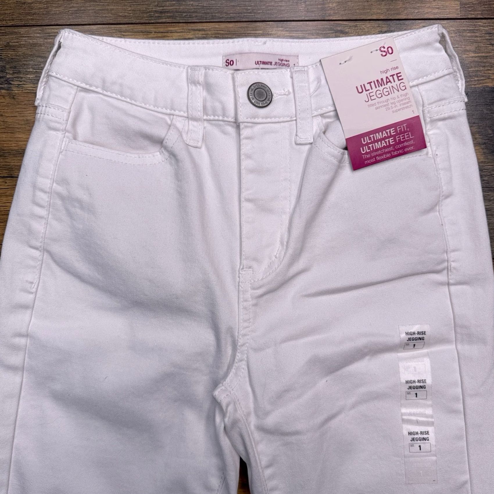 Vintage SO Ultimate Jegging Womens 1 White High Rise Jeans Slim 5-Pocket Denim Cotton Blend Zip Inseam 29" Size 25" / US 0 / IT 36 - 3 Thumbnail