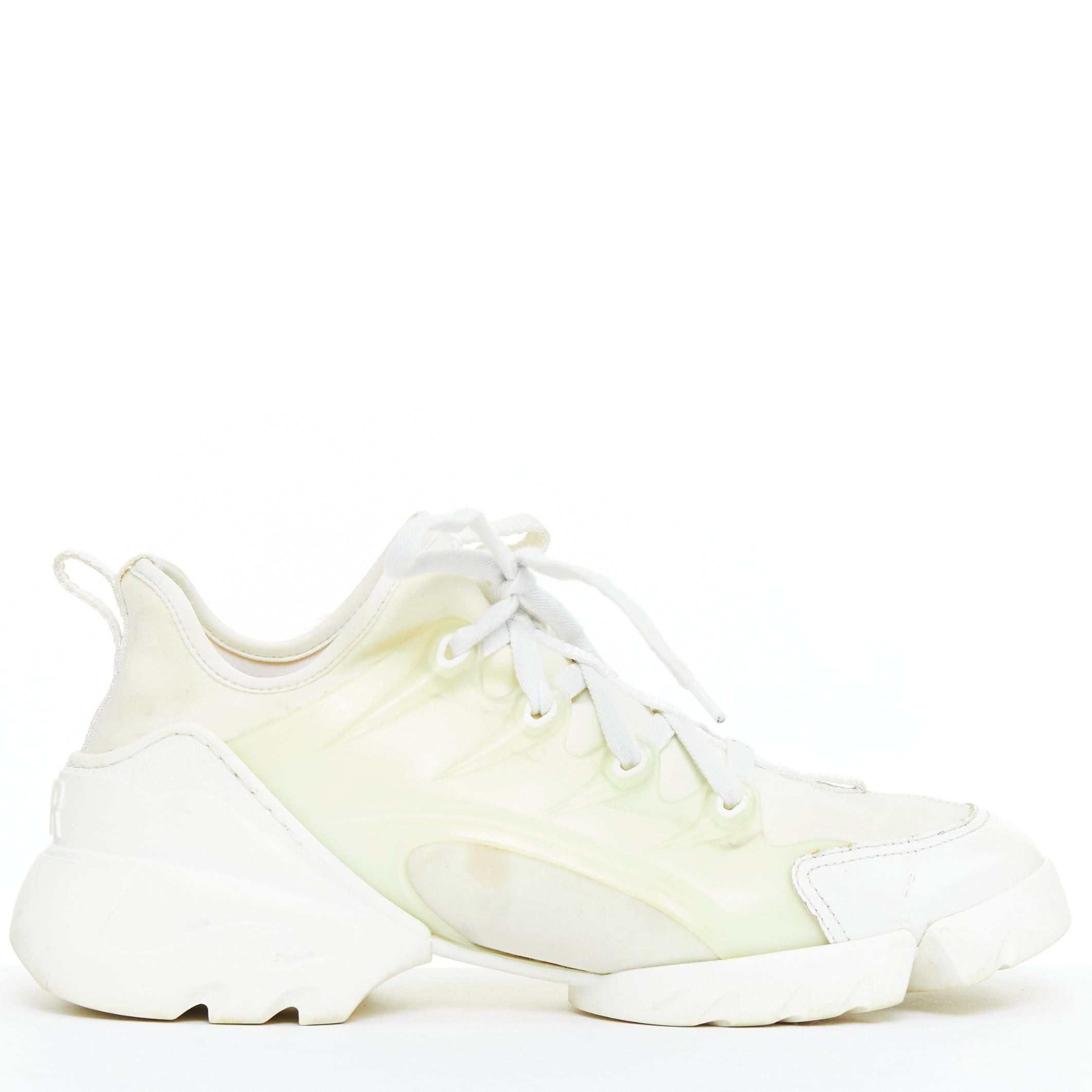 Dior CHRISTIAN DIOR D-Connect white cream rubber layer sneakers EU38 Size US 8 / IT 38 - 1 Thumbnail