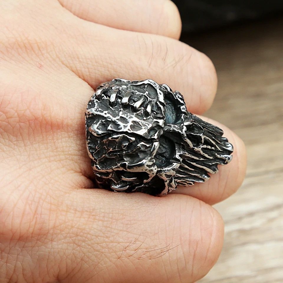 Vintage Black Devil Face Skull Rings Size ONE SIZE - 3 Thumbnail