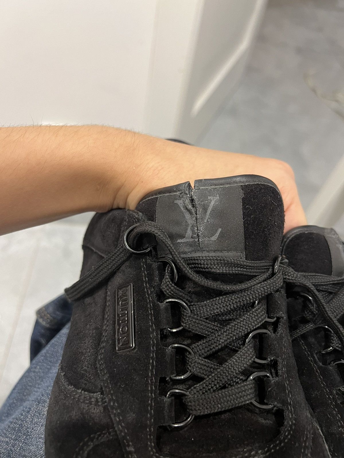 Louis Vuitton Louis Vuitton Black Suede Trainer Size US 11.5 / EU 44-45 - 5 Thumbnail