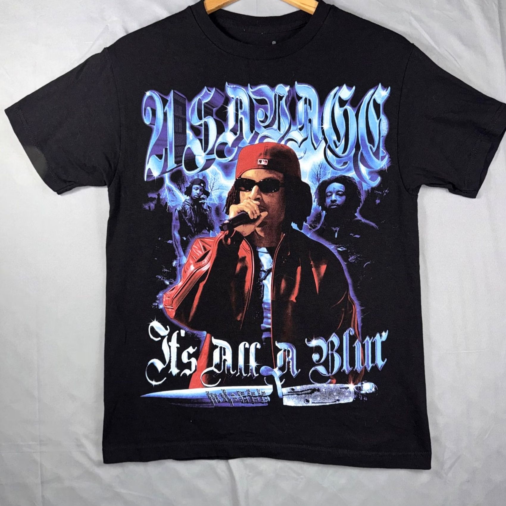 Vintage VINTAGE 21 Savage Shirt Mens Medium Black It's All A Blur Tour Graphic Tee Hip Hop Size US M / EU 48-50 / 2 - 2 Thumbnail