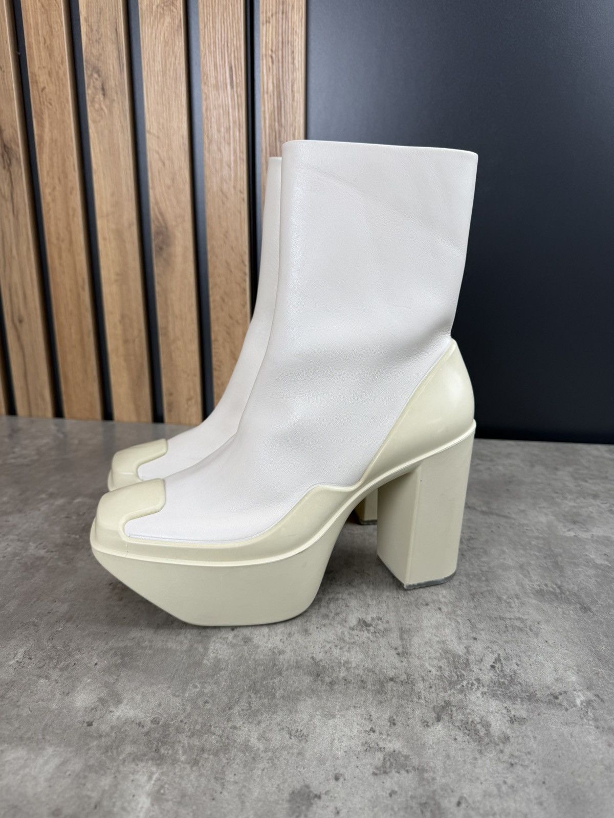 Peter Do at.kollektive x Peter Do Leather Platform Ankle Boots White Size US 10 / IT 40 - 2 Thumbnail