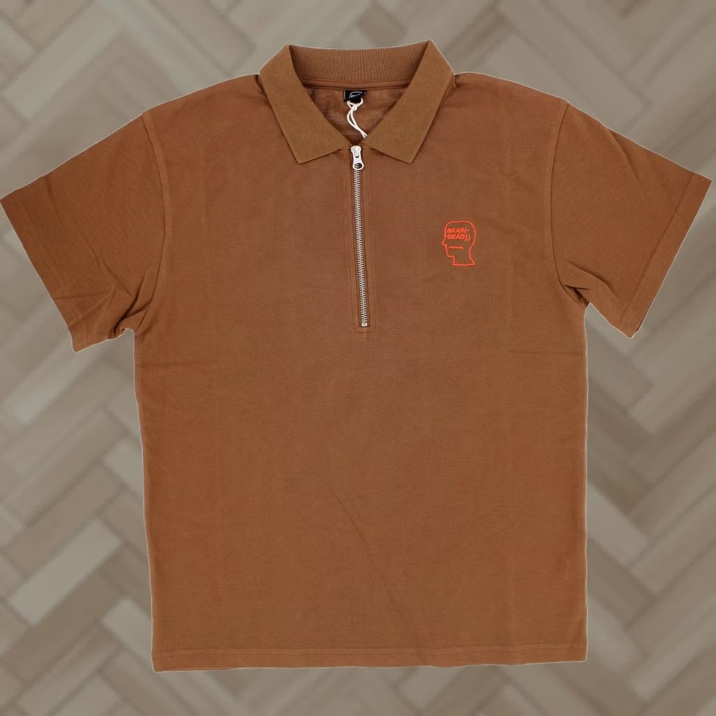 Brain Dead Brain Dead Dogma Half Zip Polo Shirt Brown S Mens Polo Short Sleeve Shirt 100% Cotton Embroidered Logo Zipper Size US S / EU 44-46 / 1 - 1 Thumbnail
