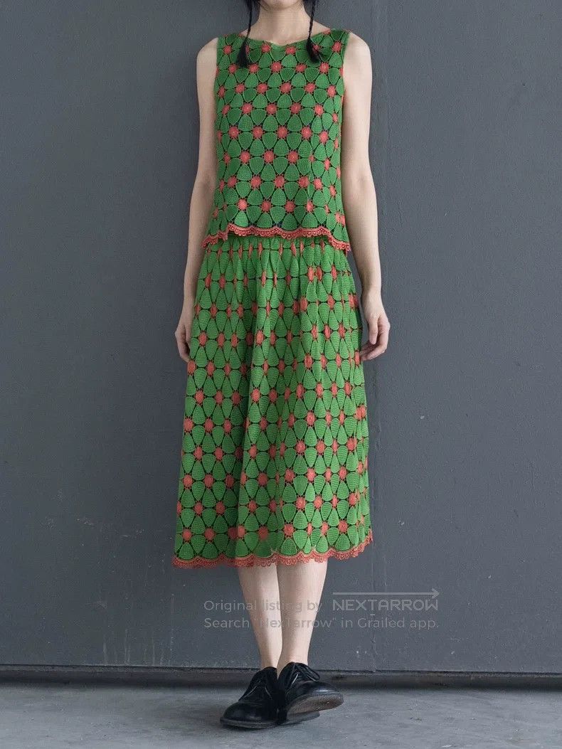 Comme des Garcons Comme Des Garcons Green Lace Embroidery Vest/Skirt Size M / US 6-8 / IT 42-44 - 1 Thumbnail