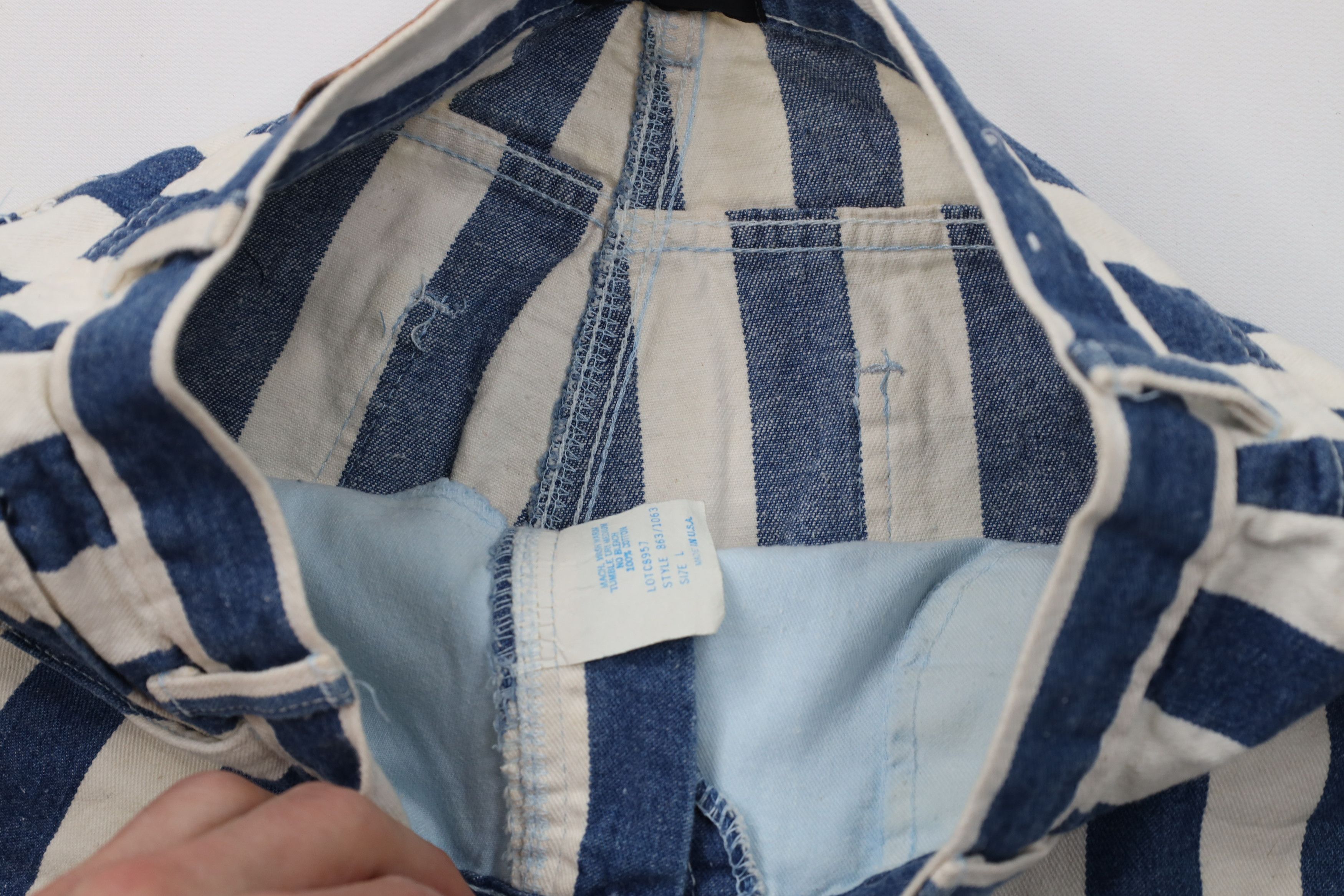 Vintage Vintage 90s Streetwear Baggy Striped Denim Shorts USA Size 28" / US 6 / IT 42 - 7 Thumbnail