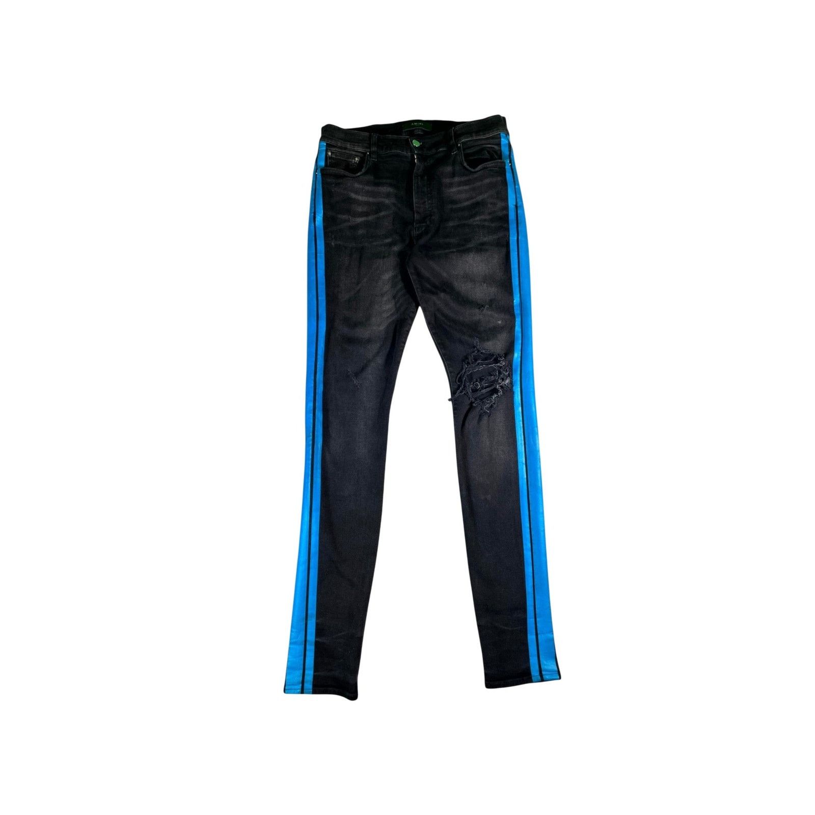 Amiri Amiri Stripe Black Wash & Blue Jeans Size US 34 / EU 50 - 1 Thumbnail