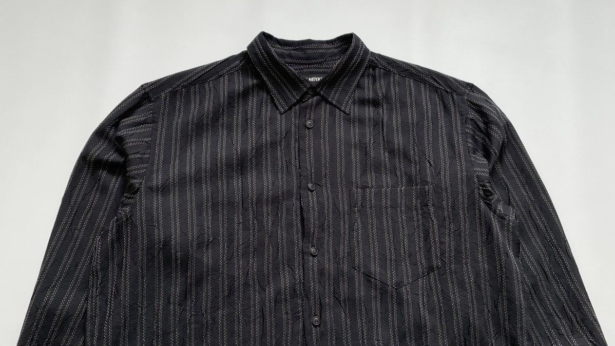 Issey Miyake Black Creased Nylon Multi Stitch Shirt Size US XL / EU 56 / 4 - 4 Thumbnail