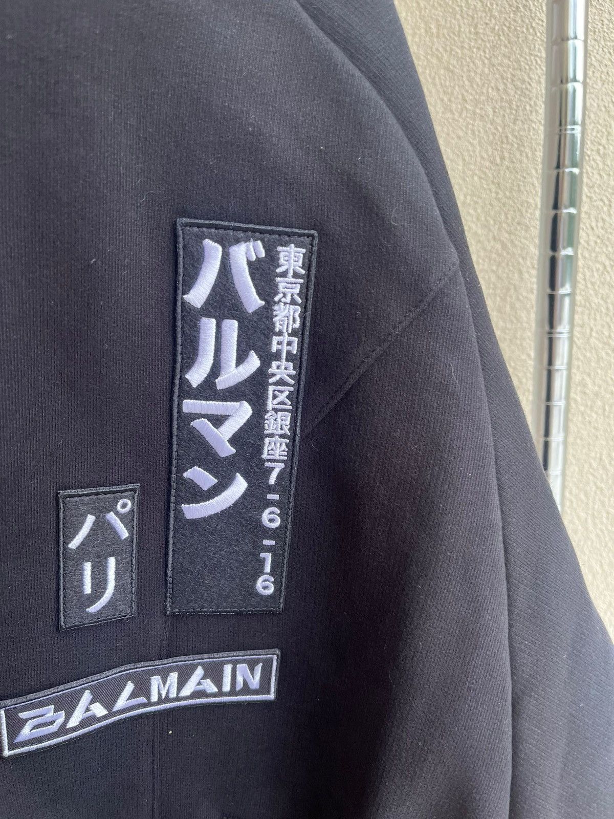 Balmain Layered Sleeve Tokyo Embroidered Logo Hoodie in Black Size US M / EU 48-50 / 2 - 11 Thumbnail