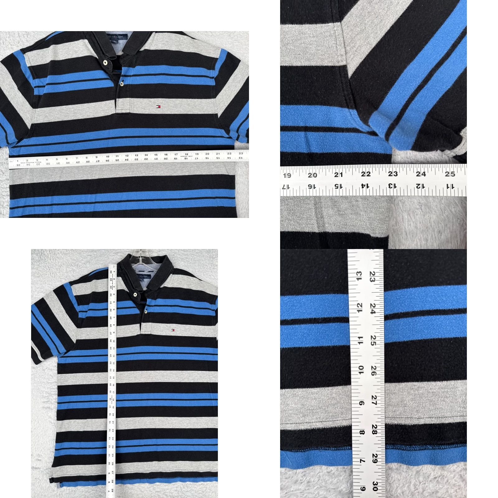Tommy Hilfiger Tommy Hilfiger Shirt Men Extra Large Blue Gray Stripe Cotton Short Sleeve Size US XL / EU 56 / 4 - 8 Thumbnail