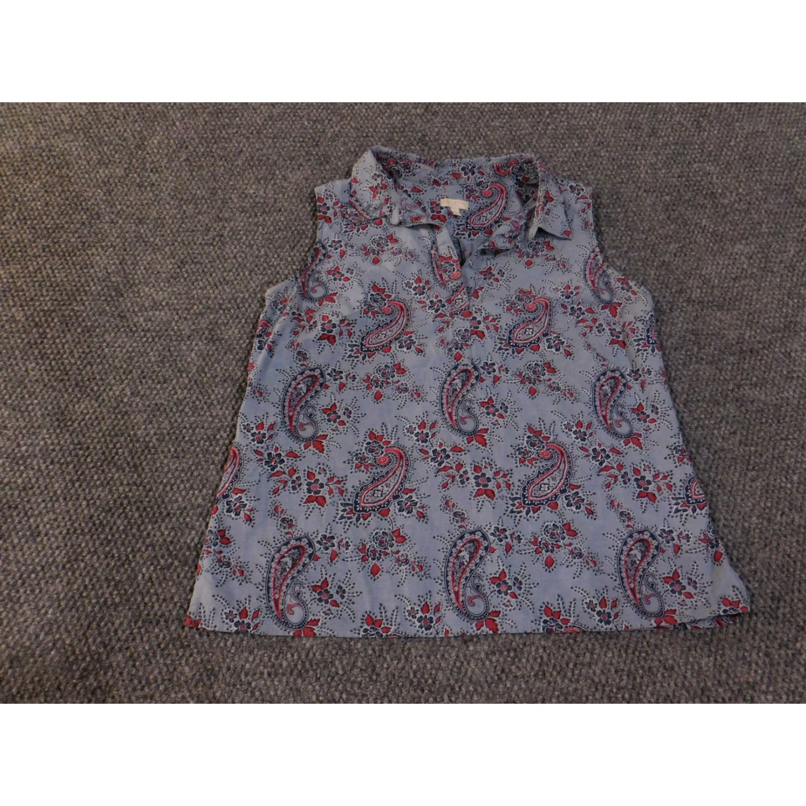 Talbots Talbots Blouse Shirt Womens Petite PM Sleeveless Button Front Multicolor Paisley Cotton Regular Pocket Size M / US 6-8 / IT 42-44 - 2 Thumbnail