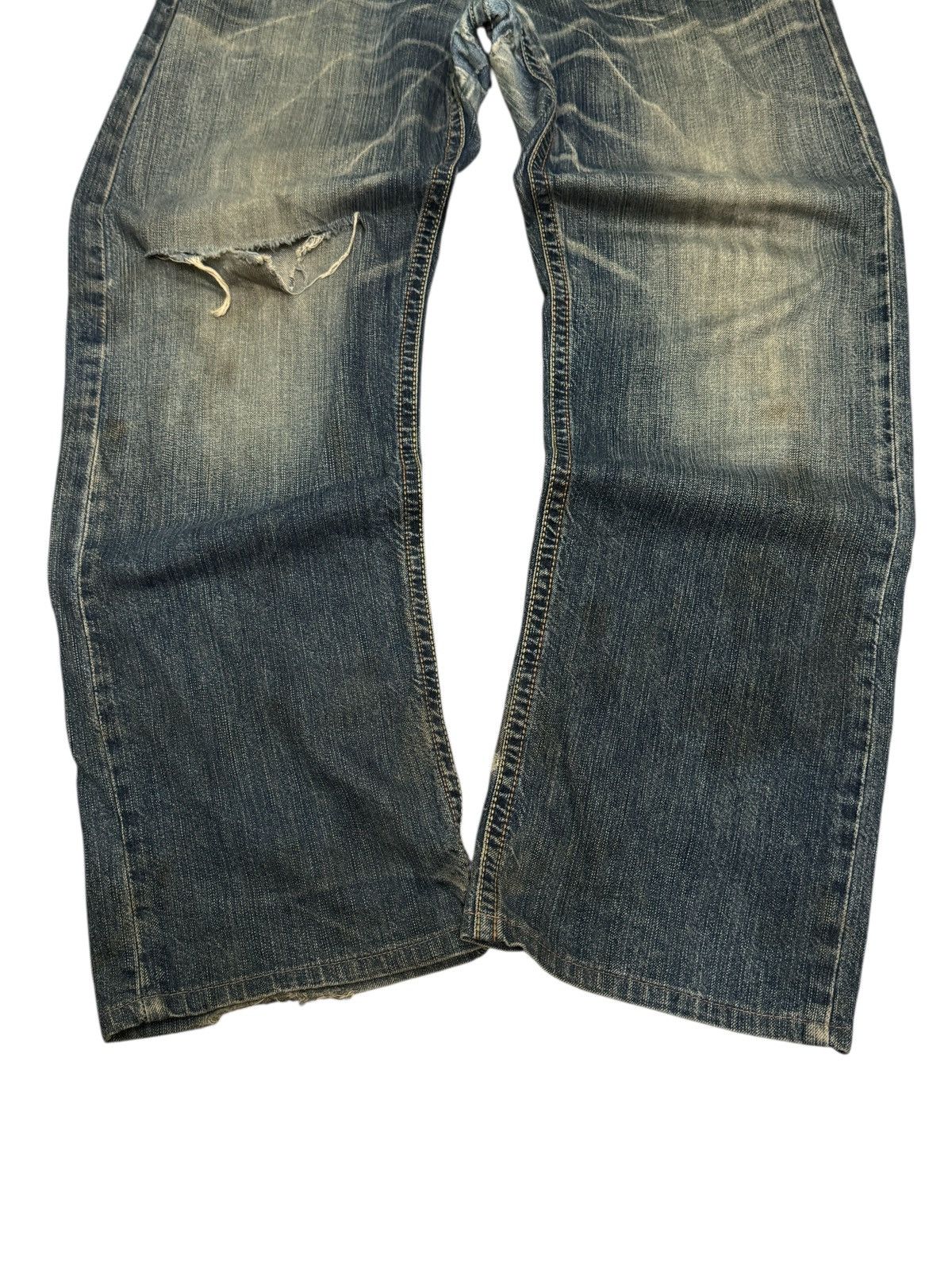 Edwin Distress Edwin Leather Trimmed Western Baggy Rusty Wash Size US 33 - 6 Thumbnail