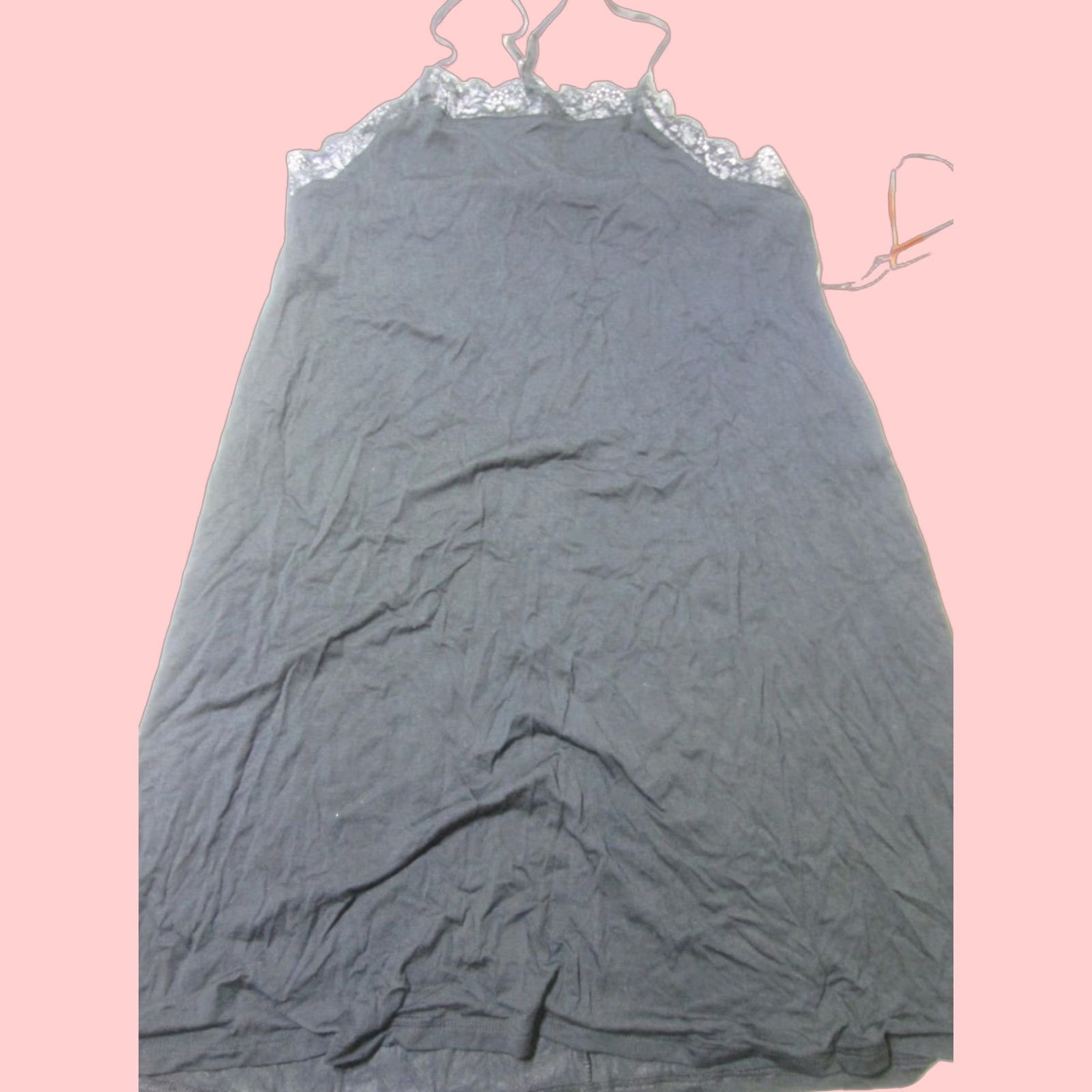 Vintage Total Comfort Womens Chemise Black Lace Racerback Soft Lingerie Size Xs
