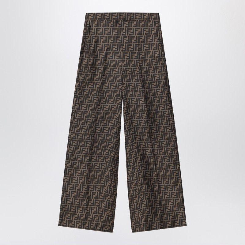 Fendi Brown Ff Silk Twill Trousers