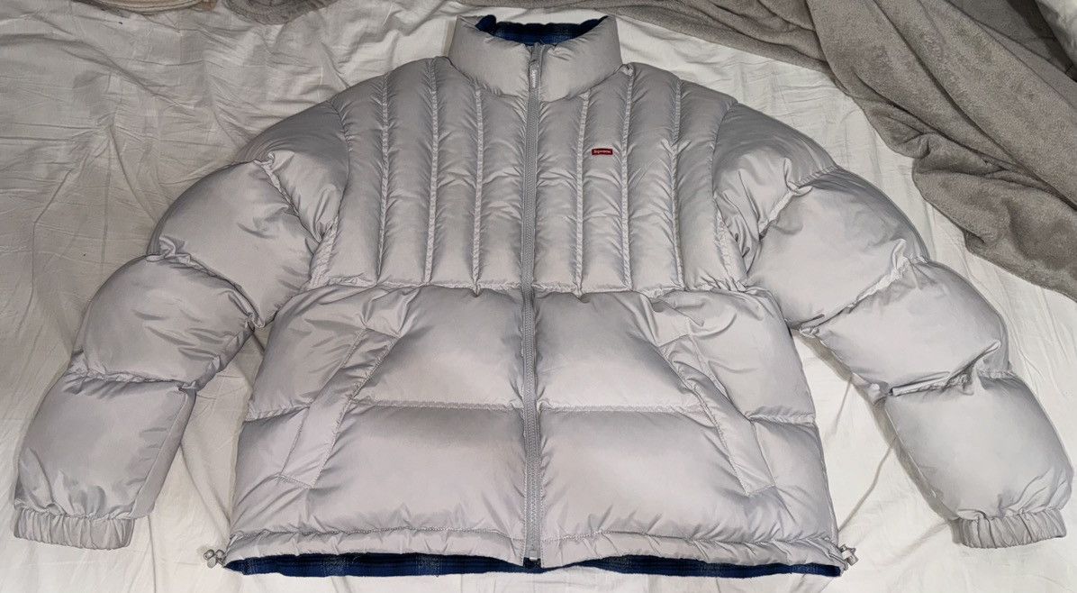 Supreme Supreme FW 22 Grey reversible blue flannel puffer jacket Size US M / EU 48-50 / 2 - 3 Thumbnail