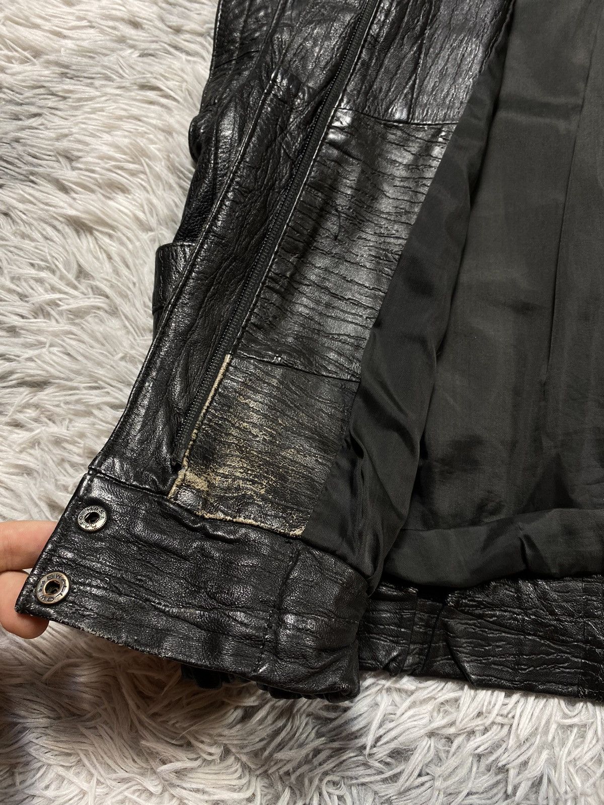 Genuine Leather Disstresed Vintage Black Sleeveless Jacket 36 Japanese Brand Size 36R - 14 Thumbnail